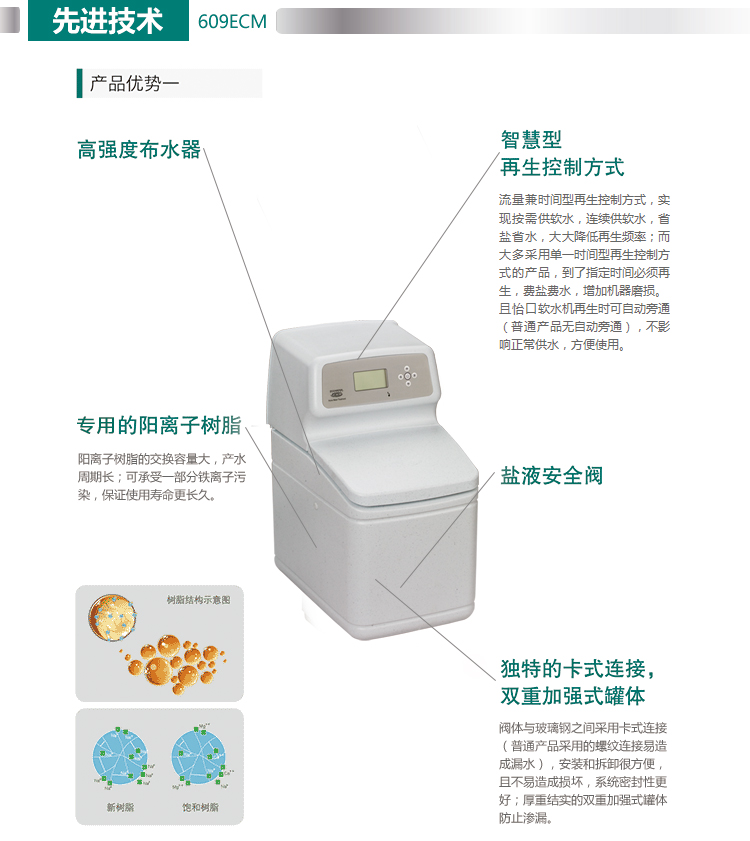 ECOWATER/美国怡口家用净水器全屋净化中央软水机609ECM